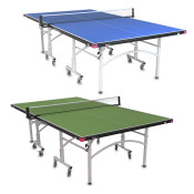 Butterfly Easifold 16 Ping Pong Table, is a Quick Assembly Ping Pong Table that Features a 16mm Thick Top with a Sturdy Frame and Compact Folding Storage with 4 wheels on each half.